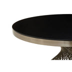 Black Glass Round Coffee Table with Silver Finish Base