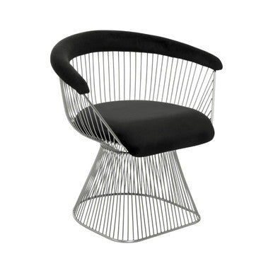 Black Velvet Chair with Hourglass Shape