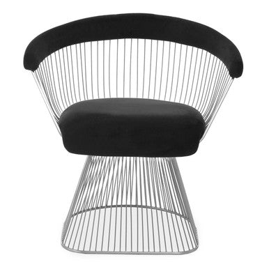 Black Velvet Chair with Hourglass Shape