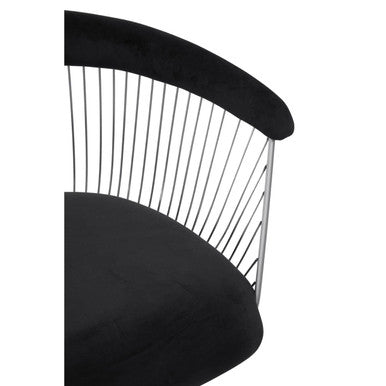 Black Velvet Chair with Hourglass Shape