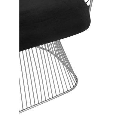 Black Velvet Chair with Hourglass Shape