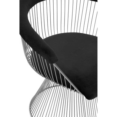 Black Velvet Chair with Hourglass Shape