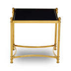 Gold Finish Base Side Table with Black Glass Top