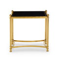 Gold Finish Base Side Table with Black Glass Top