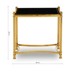 Gold Finish Base Side Table with Black Glass Top