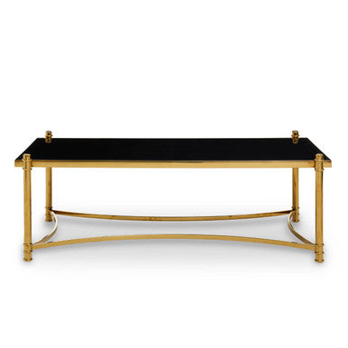 Black Glass and Gold Finish Rectangular Coffee Table