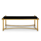 Black Glass and Gold Finish Rectangular Coffee Table