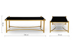 Black Glass and Gold Finish Rectangular Coffee Table