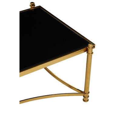 Black Glass and Gold Finish Rectangular Coffee Table