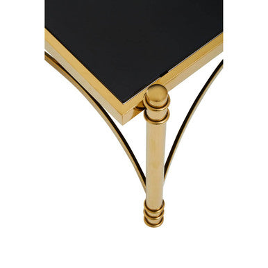 Black Glass and Gold Finish Rectangular Coffee Table