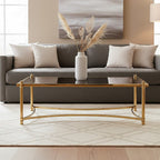 Black Glass and Gold Finish Rectangular Coffee Table