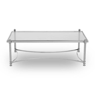 Clear Glass and Silver Finish Rectangular Coffee Table