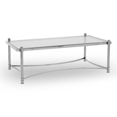Clear Glass and Silver Finish Rectangular Coffee Table