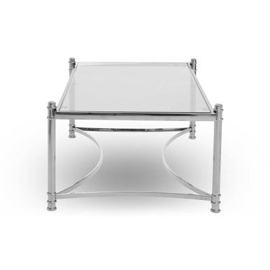 Clear Glass and Silver Finish Rectangular Coffee Table