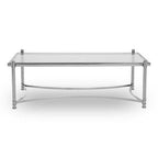 Clear Glass and Silver Finish Rectangular Coffee Table
