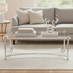 Clear Glass and Silver Finish Rectangular Coffee Table