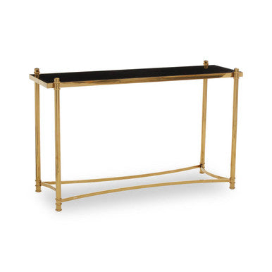 Black Glass and Gold Finish Console Table