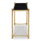 Black Glass and Gold Finish Console Table