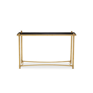Black Glass and Gold Finish Console Table