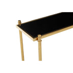 Black Glass and Gold Finish Console Table