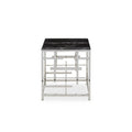 Black Marble Top Side Table with Silver Finish Geometric Stainless Steel Base