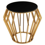 Gold Metal Side Table with Black Glass Top