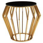 Gold Metal Side Table with Black Glass Top