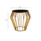 Gold Metal Side Table with Black Glass Top