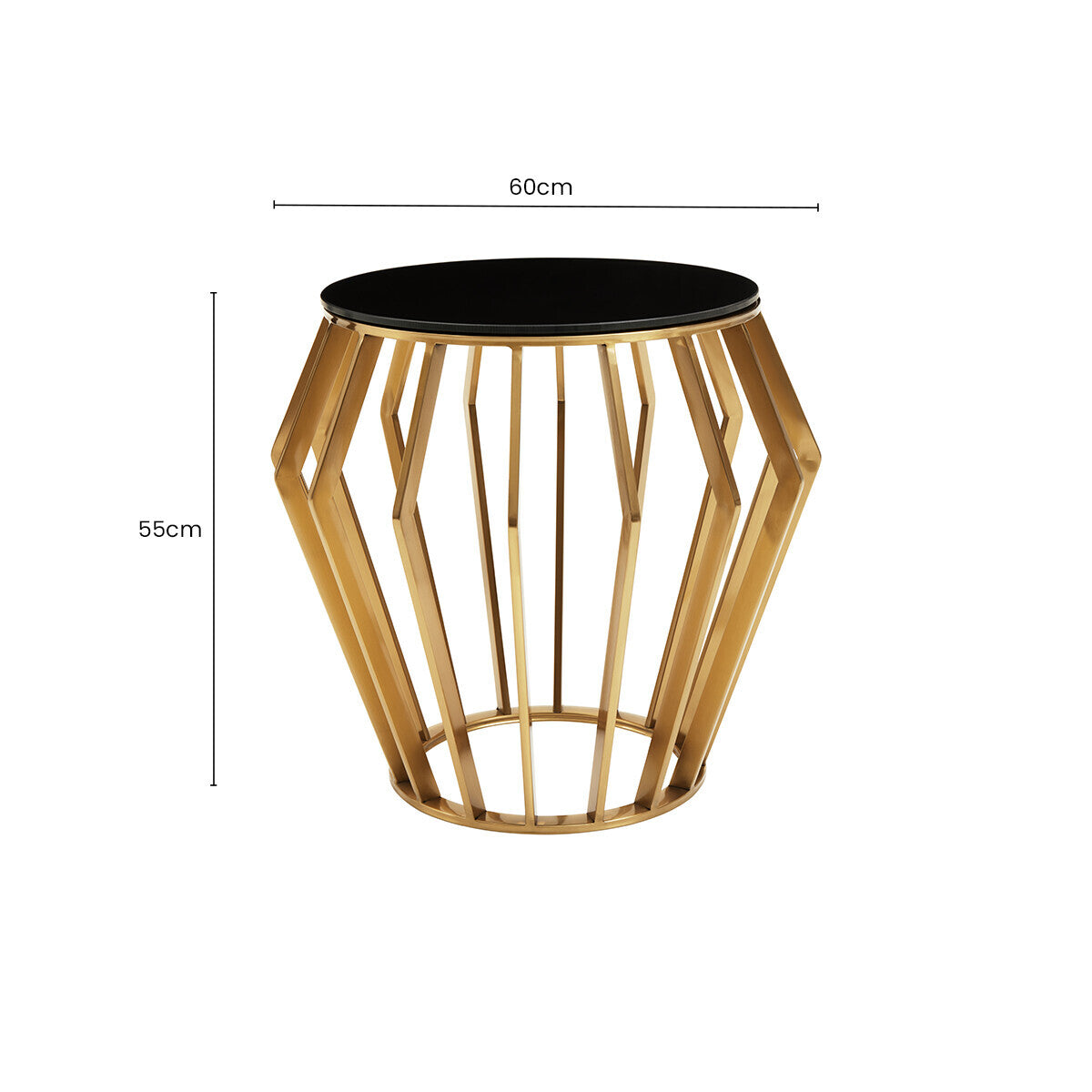 Gold Metal Side Table with Black Glass Top