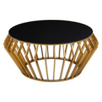 Black Glass and Gold Finish Round Coffee Table