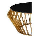 Black Glass and Gold Finish Round Coffee Table