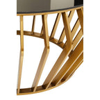 Black Glass and Gold Finish Round Coffee Table