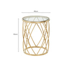 Gold Base Round Side Table with Clear Glass Top