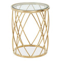 Gold Base Round Side Table with Clear Glass Top