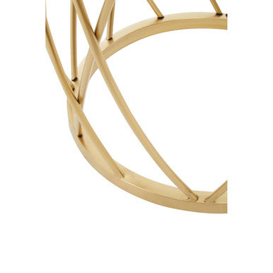 Gold Base Round Side Table with Clear Glass Top