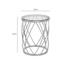 Silver Base Round Side Table with Clear Glass Top