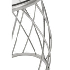 Silver Base Round Side Table with Clear Glass Top