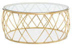 Clear Glass and Gold Finish Round Coffee Table