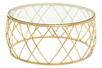 Clear Glass and Gold Finish Round Coffee Table
