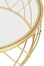 Clear Glass and Gold Finish Round Coffee Table