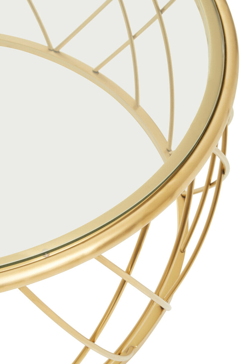 Clear Glass and Gold Finish Round Coffee Table