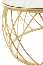 Clear Glass and Gold Finish Round Coffee Table