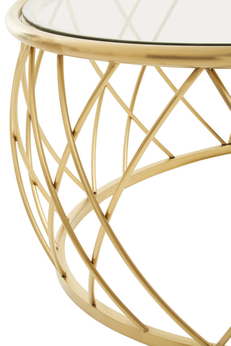 Clear Glass and Gold Finish Round Coffee Table