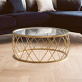 Clear Glass and Gold Finish Round Coffee Table