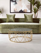 Clear Glass and Gold Finish Round Coffee Table