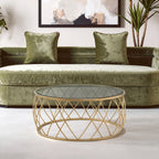 Clear Glass and Gold Finish Round Coffee Table
