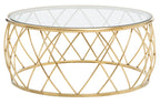 Clear Glass and Gold Finish Round Coffee Table