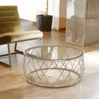 Clear Glass and Silver Finish Round Coffee Table