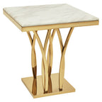 White Marble Side Table with Gold Finish Frame
