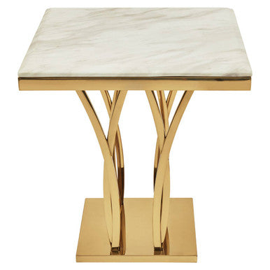 White Marble Side Table with Gold Finish Frame